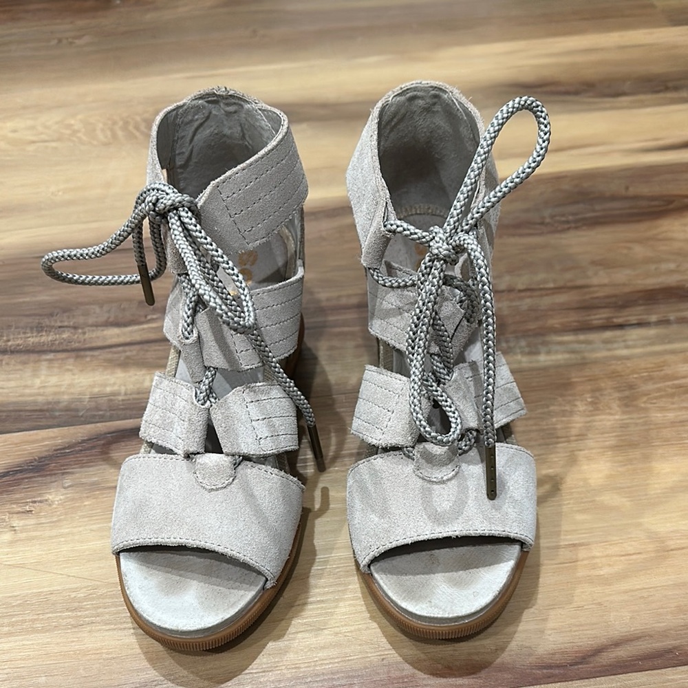 Stylish Gray Lace-Up Sandals